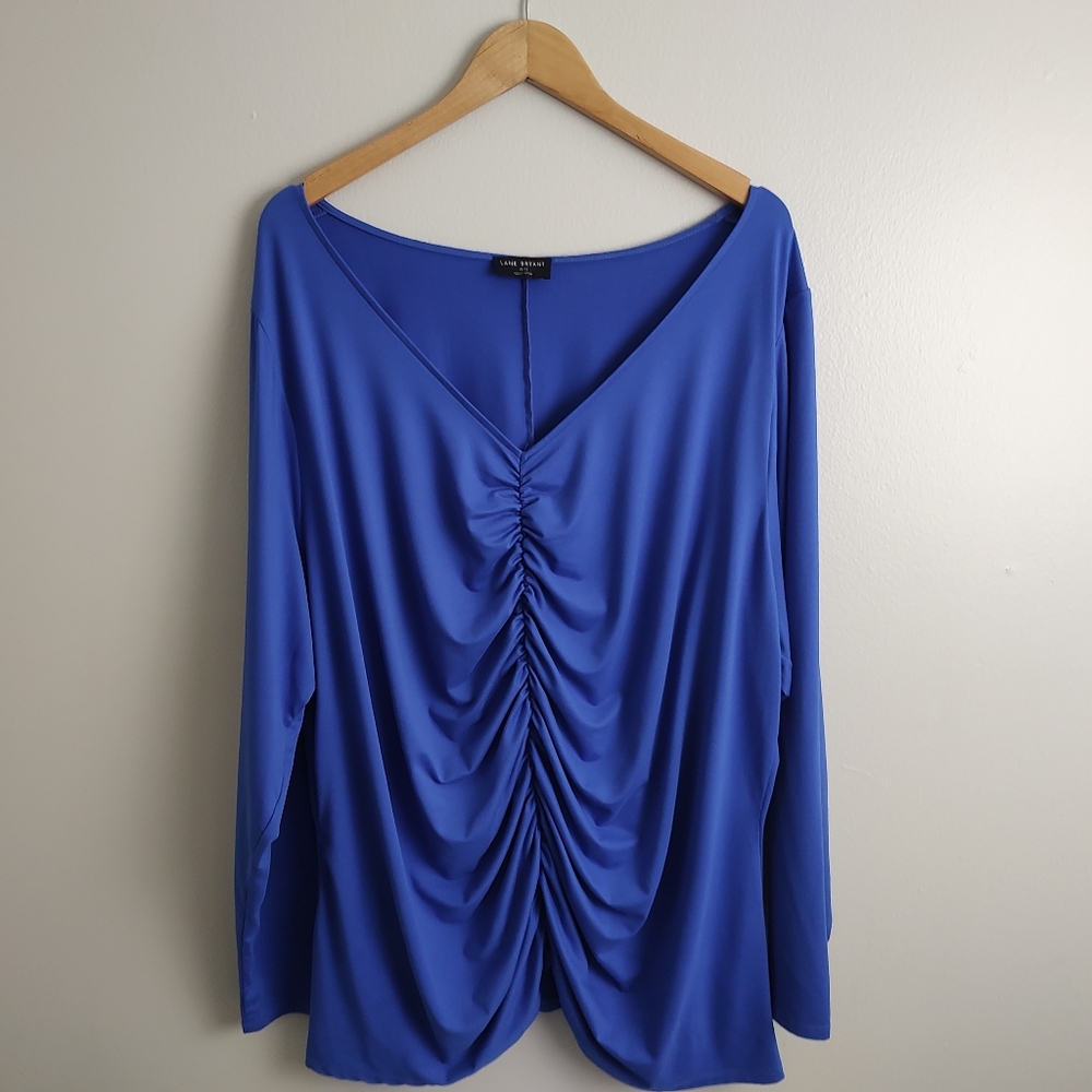 Lane Bryant Royal Blue Ruched Front Top 30/32